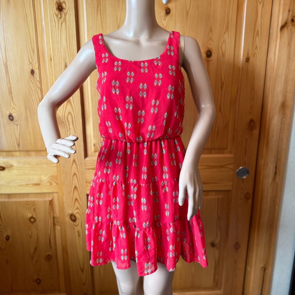 City Studio Mini Dress Ruffles Sundress Size XS Red Sleeveless